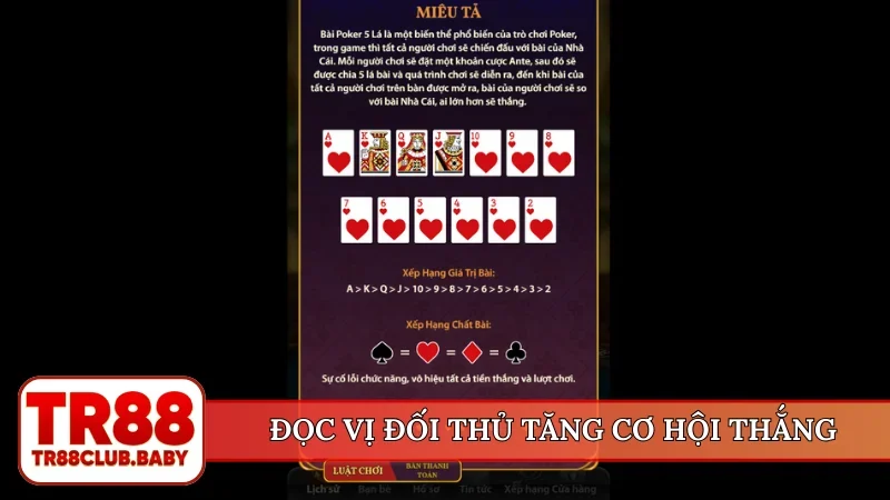 Cách chơi poker TR88 - Nắm vững quy luật, làm chủ bàn đấu - DRAGON89.LOL