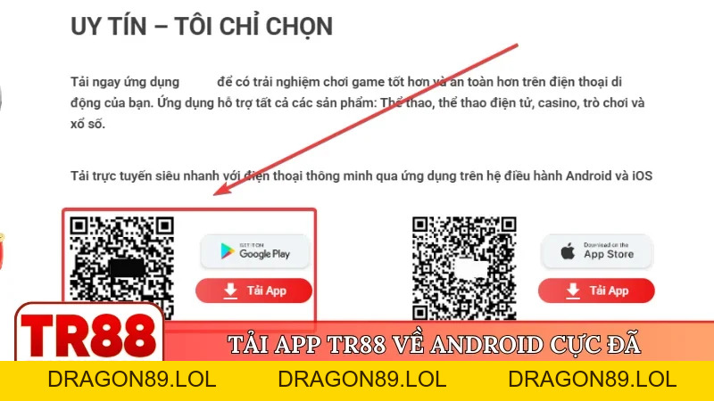 Tải app TR88 - Giải pháp cá cược tiện lợi cho người chơi - DRAGON89.LOL